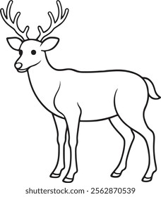 Deer outline vector art black color illustration