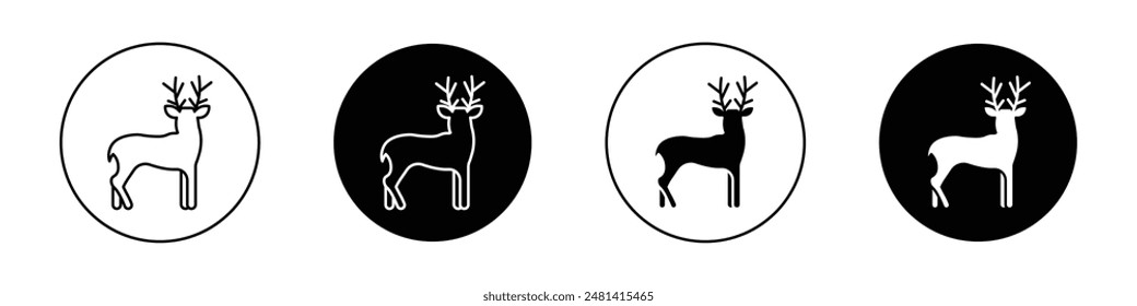 Deer outlined icon vector collection.