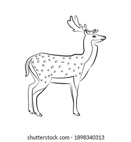 Venado. Silueta de ciervo con un fondo blanco. Vector 10 EPS.