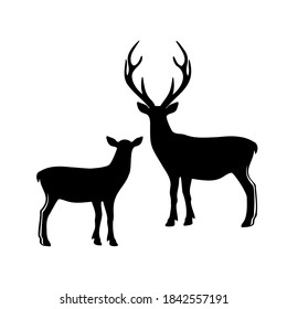 Deer papa and mama vector. Stag isolated illustration. 