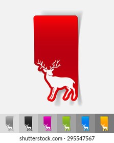 deer paper sticker with shadow. Vector illustration