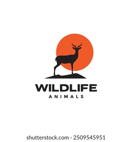 deer paradise animal wildlife logo design flat vector