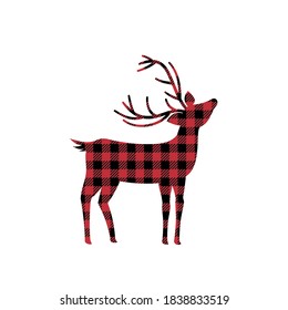 deer pattern at Buffalo Plaid. Festive background for design and print