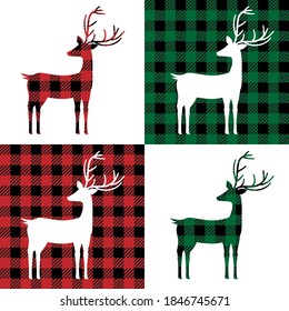 deer pattern at Buffalo Plaid. Festive background for design and print eps 10