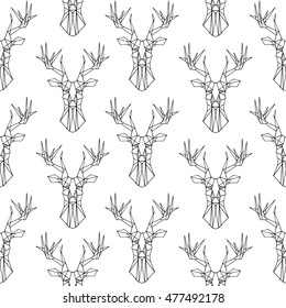 Deer pattern on white background. Vector seamless texture. Magic print geometric style. Cloth, wallpaper,wrapping, card, invitation, wedding, birthday,textile, paper,holiday. Color illustration.Eps10.