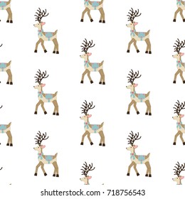 Deer pattern on the white background. Vector illustration