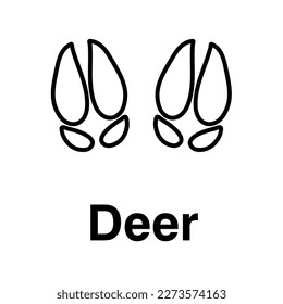 Deer paw print flat illustration on white background.