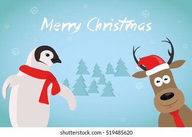 Deer with penguin 