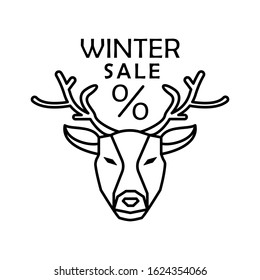 Deer per cent icon. Simple line, outline vector elements of winter sale icons for ui and ux, website or mobile application