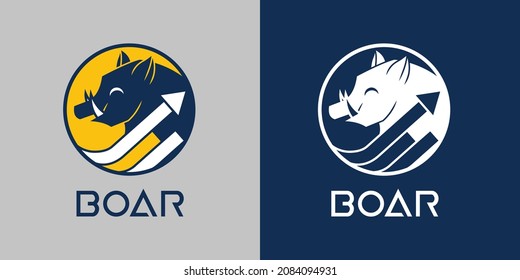 deer pig logo with rising arrow graphic, perfect for professional companies