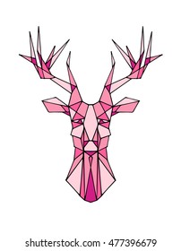 Deer pink animal vector on a white background. Object isolated cartoon illustration. Doodle geometric style. Cloth design,icon,logo,poster,textile,paper,card, invitation,holiday.Color magic art. Eps10