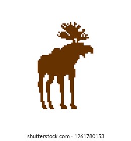 Deer pixel art. Moose 8bit. Video game Old school 