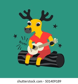 deer plays guitar vector 