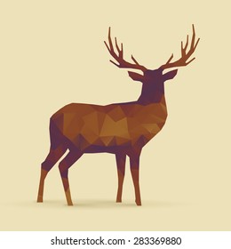 deer polygon dark orange purple silhouette