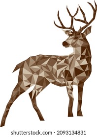 Deer polygonal illustration. Low poly animals, reindeer