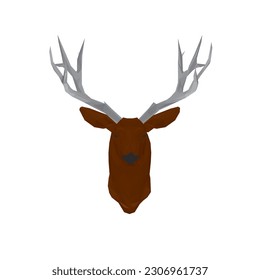 Deer polygonal Illustration Low poly deer with horns Wild deer head with horns on background low poly triangular and wireframe vector illustration isolated Polygonal style trendy modern logo design