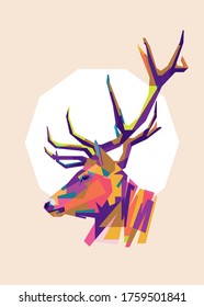 Deer pop art illustration. Creative animals pop art. Animals wall decoration