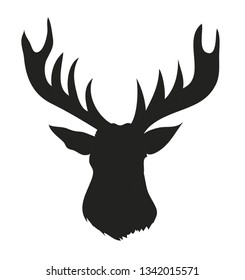 deer portrait drawing silhouette, vector, white background