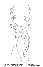 deer portrait lines, vector, white background