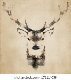 Retrato de venado hecho de formas geométricas - Diseño de época