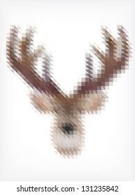 Deer Portrait Made of Small Triangles