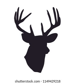 deer portrait silhouette, vector, white background