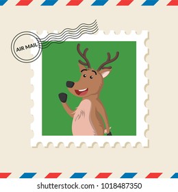 Deer postage stamp on air mail envelope