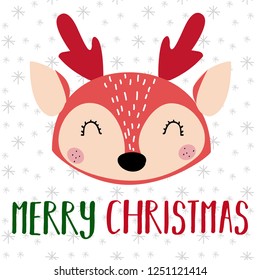 deer profit meery christmas winter child tee illustration art vector 