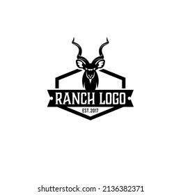 Deer ranch emblem logo design vector graphic