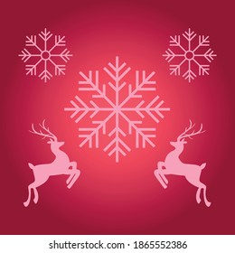 Deer red background merry Christmas