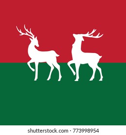 Deer Red Green Background