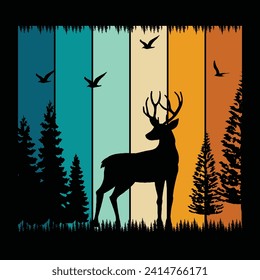 Deer retro. design, Streetwear T-shirt Designs Artwork Set, Graffiti Vector Collection for Apparel and Clothing Print.