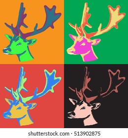 deer retro pop art hand drawing doodle