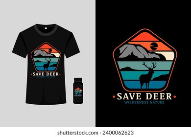 Deer Retro Vintage T Shirt Design