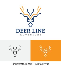 Deer Roe Head Nature Adventure Wildlife Abstract Line Logo Symbol