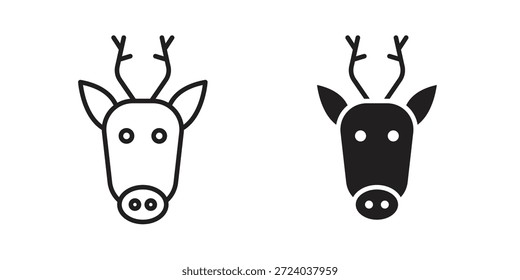 Iconos de rodolfo de ciervo, Vector de línea. conjunto de símbolos sólidos