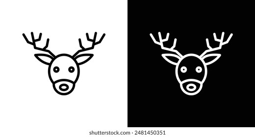 Icono de línea de ciervo rudolph conjunto de Ilustraciones vectoriales.