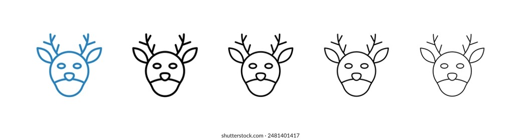 Deer rudolph liner icon vector set.