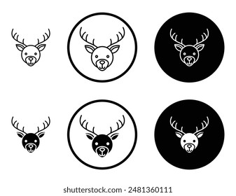 Deer rudolph thin line vector icon set.