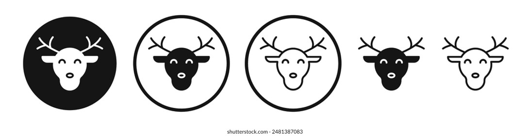 Deer rudolph vector icon set in black and white color.