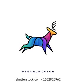 Deer Run Illustration Vector Template. Suitable for Creative Industry, Multimedia, entertainment, Educations, Shop, and any related business