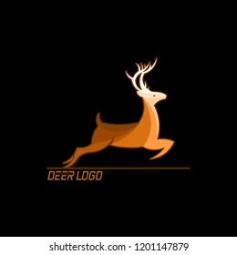 deer run vector logo on black background