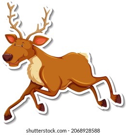 Deer running cartoon character sticker illustration