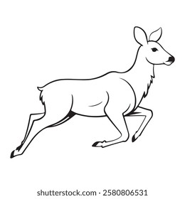 Deer Running And Jumping Illustration - vector. Reindeer silhouette vector. deer icon.