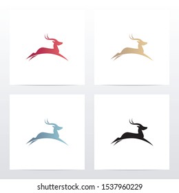 Deer Running & Jumping Logo Design