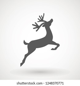 Deer running silhouette , Reinder icon design for Xmas cards, banners and flyers, vector illustration isolated on white background. Logo template. Elk logotype. Hunting