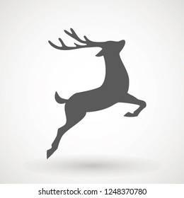 Deer running silhouette , Reinder icon design for Xmas cards, banners and flyers, vector illustration isolated on white background. Logo template. Elk logotype. Hunting