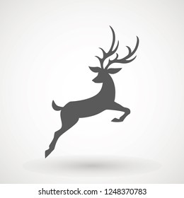 Deer running silhouette , Reinder icon design for Xmas cards, banners and flyers, vector illustration isolated on white background. Logo template. Elk logotype. Hunting