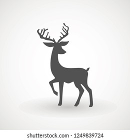 Deer running silhouette , Reinder icon design for Xmas cards, banners and flyers, vector illustration isolated on white background. Logo template. Elk logotype. Hunting.