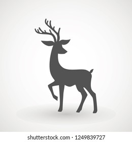 Deer running silhouette , Reinder icon design for Xmas cards, banners and flyers, vector illustration isolated on white background. Logo template. Elk logotype. Hunting.